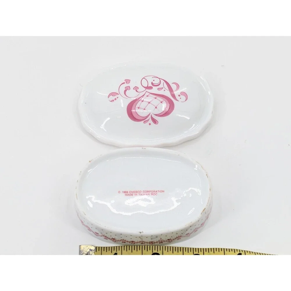 Ceramic Hearts 1989 Enesco True Love Bridal Wedding Jewelry Dish Trinket Box